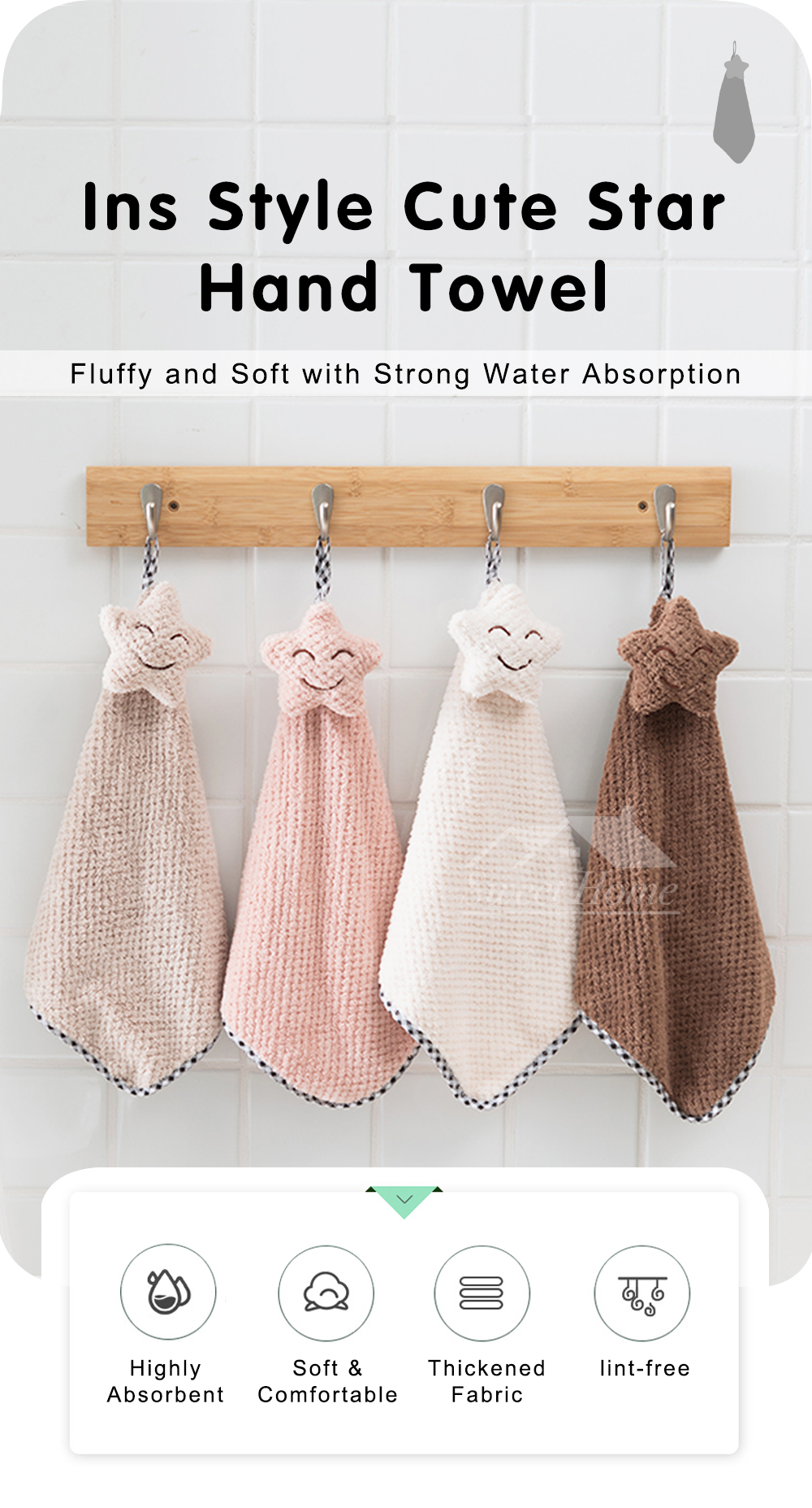 Mix Colour Ins Style Cute Star Hand Towel-1